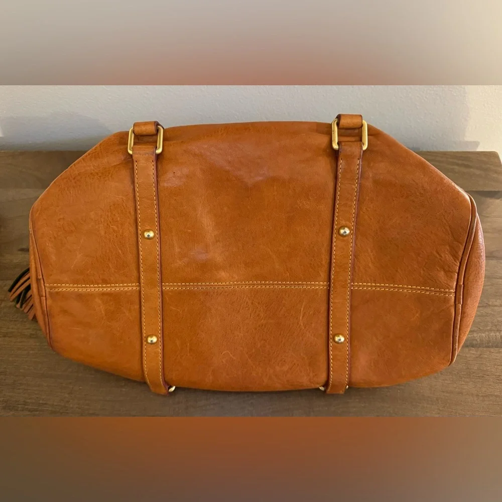 Dooney & Bourke Tan Leather Satchel with Braided Handle